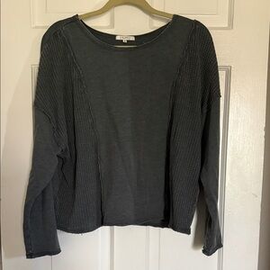 Z Supply Washed Charcoal Long-Sleeve Knit Top